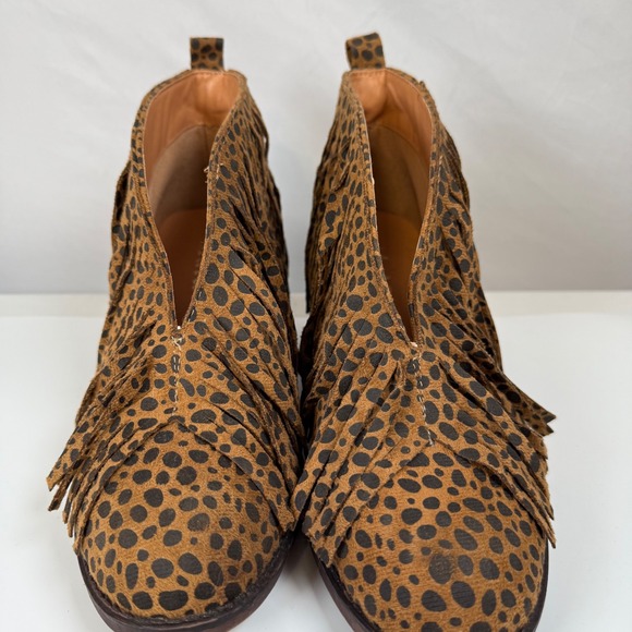 Maya Babe Fringe Ankle Boots Women's Cheetah Print Western Style Fun‎ Fashion 10 - Picture 7 of 15